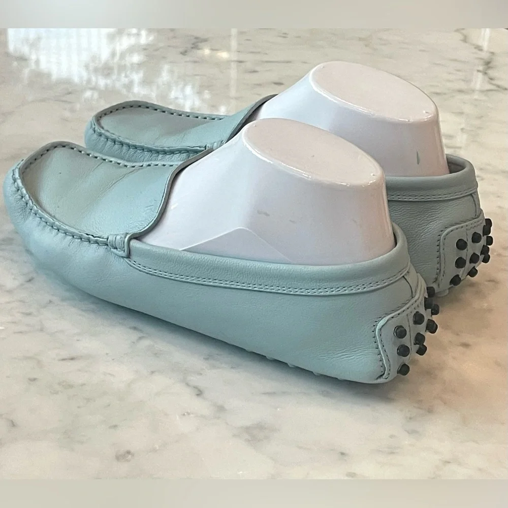 Tod's Leather Driving Loafer, plain front, light blue, redyed, sz7